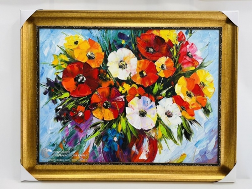 Tranh Sơn Dầu Vẽ Bình Hoa Trang Trí Đẹp