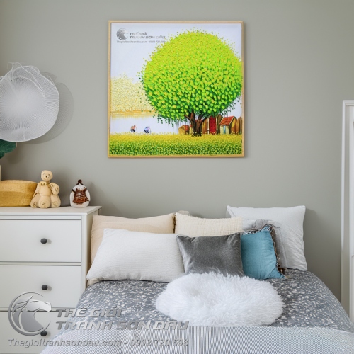 Tranh Sơn Dầu Vẽ Dày Màu Phong Cảnh Việt Nam Cây Xanh