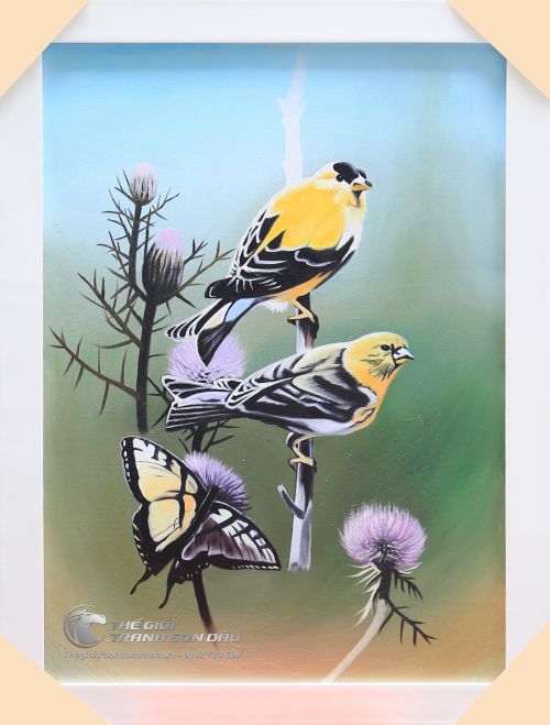 Tranh Sơn Dầu Vẽ Đôi Chim Đẹp Tặng Đám Cưới