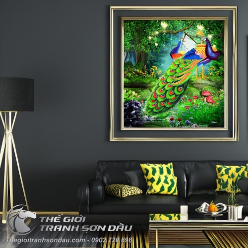 Tranh Sơn Dầu Vẽ Đôi Chim Uyên Ương