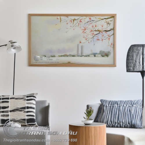 Tranh Sơn Dầu Vẽ Phong Cảnh Thành Phố Mờ Ảo