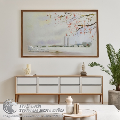 Tranh Sơn Dầu Vẽ Phong Cảnh Thành Phố Mờ Ảo