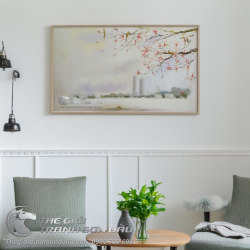 Tranh Sơn Dầu Vẽ Phong Cảnh Thành Phố Mờ Ảo