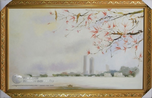 Tranh Sơn Dầu Vẽ Phong Cảnh Thành Phố Mờ Ảo