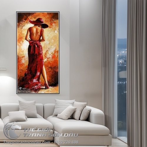 Tranh Sơn Dầu Vẽ Thiếu Nữ Khoe Lưng Trần Quyến Rũ