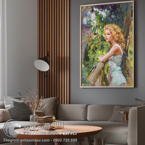Tranh Sơn Dầu Vẽ Thiếu Nữ Tóc Vàng