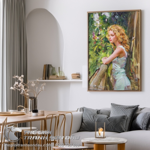 Tranh Sơn Dầu Vẽ Thiếu Nữ Tóc Vàng