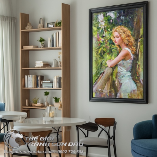 Tranh Sơn Dầu Vẽ Thiếu Nữ Tóc Vàng