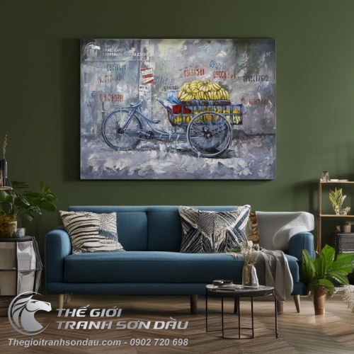 Tranh Sơn Dầu Xe Bán Chuối Vẽ Kiểu Nghệ Thuật