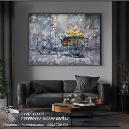 Tranh Sơn Dầu Xe Bán Chuối Vẽ Kiểu Nghệ Thuật