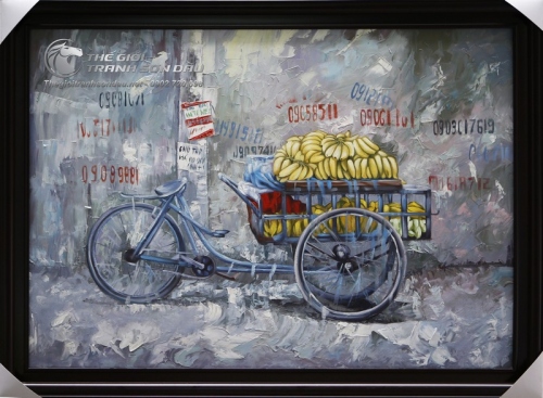 Tranh Sơn Dầu Xe Bán Chuối Vẽ Kiểu Nghệ Thuật