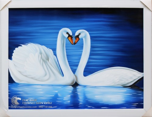 Tranh Thiên Nga Đẹp Vẽ Sơn Dầu