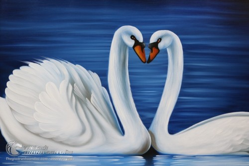 Tranh Thiên Nga Đẹp Vẽ Sơn Dầu