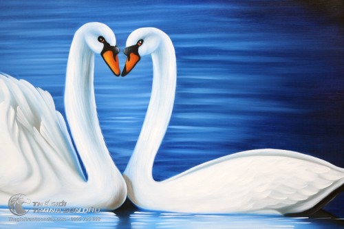 Tranh Thiên Nga Đẹp Vẽ Sơn Dầu