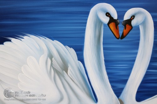 Tranh Thiên Nga Đẹp Vẽ Sơn Dầu