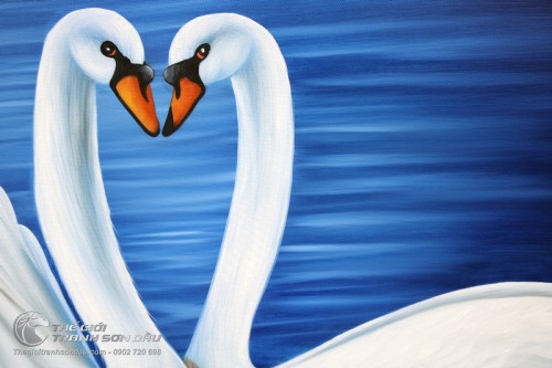 Tranh Thiên Nga Đẹp Vẽ Sơn Dầu