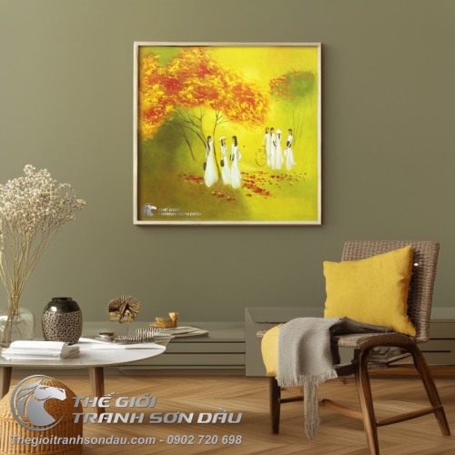 Tranh Thiếu Nữ Mặc Áo Dài Việt Nam