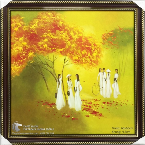 Tranh Thiếu Nữ Mặc Áo Dài Việt Nam