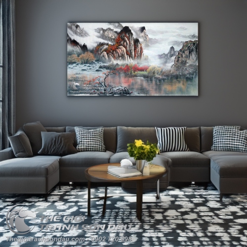 Tranh Thủy Mặc Phong Cảnh Sơn Thủy Hữu Tình Tuyệt Đẹp