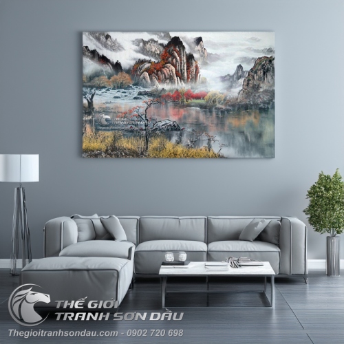 Tranh Thủy Mặc Phong Cảnh Sơn Thủy Hữu Tình Tuyệt Đẹp