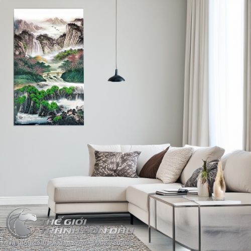 Tranh Thủy Mạc Sơn Thủy Mùa Xuân Đẹp