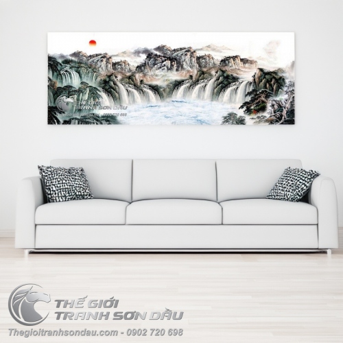 Tranh Thủy Mạc Thác Đổ Sương Bạc