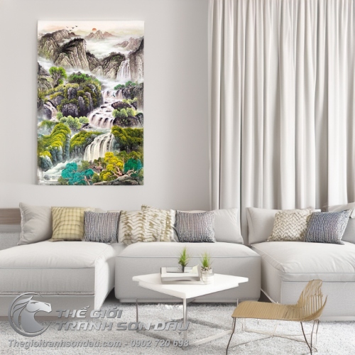 Tranh Thủy Mạc Thác Ghềnh Đẹp Mùa Thu