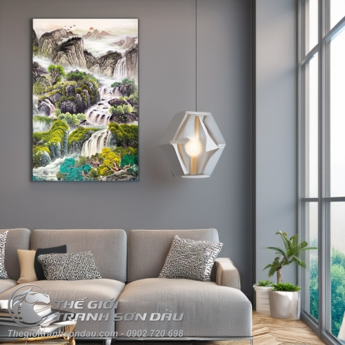 Tranh Thủy Mạc Thác Ghềnh Đẹp Mùa Thu