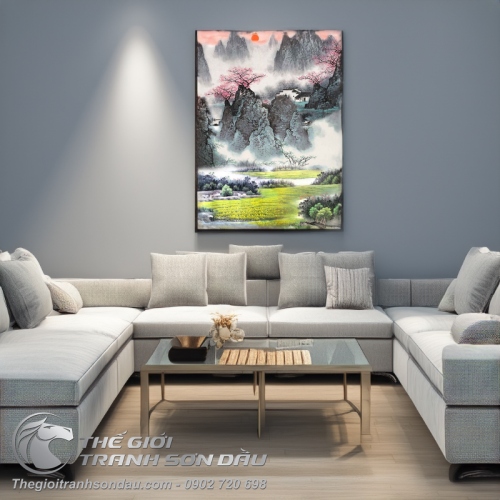 Tranh Thủy Mạc Xuân Về Trên Vách Đá