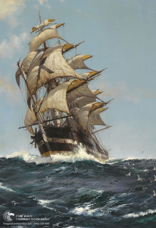Tranh Thuyền Buồm Căng Gió Trên Biển