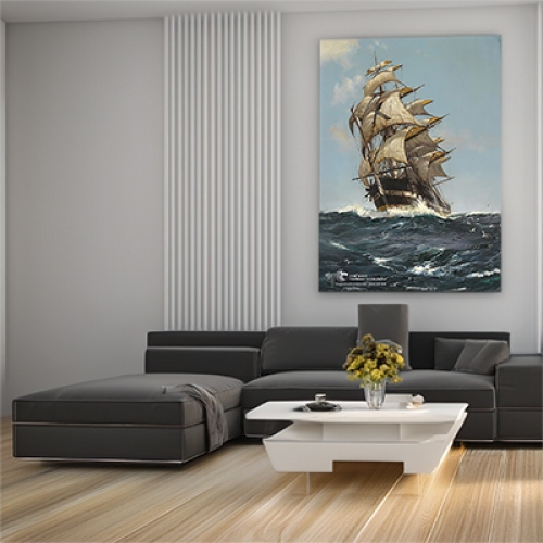 Tranh Thuyền Buồm Căng Gió Trên Biển
