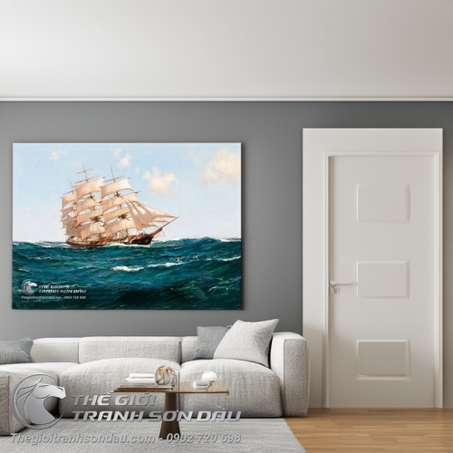 Tranh Thuyền Buồm Thuận Theo Gió Biển
