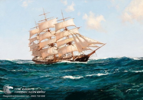 Tranh Thuyền Buồm Thuận Theo Gió Biển