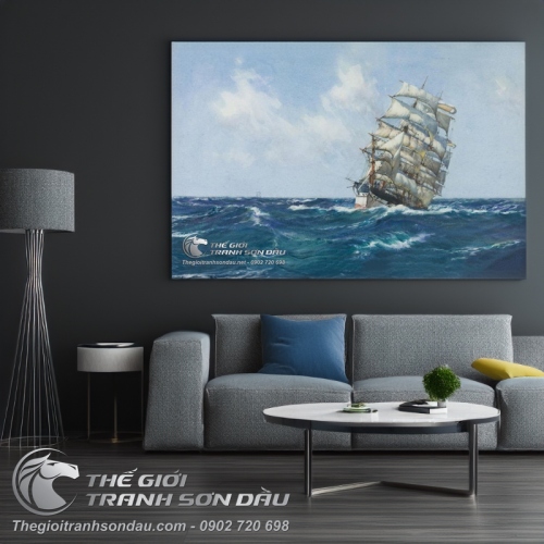 Tranh Thuyền Buồm Trôi Nổi Trên Mặt Biển