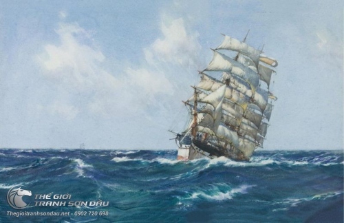 Tranh Thuyền Buồm Trôi Nổi Trên Mặt Biển