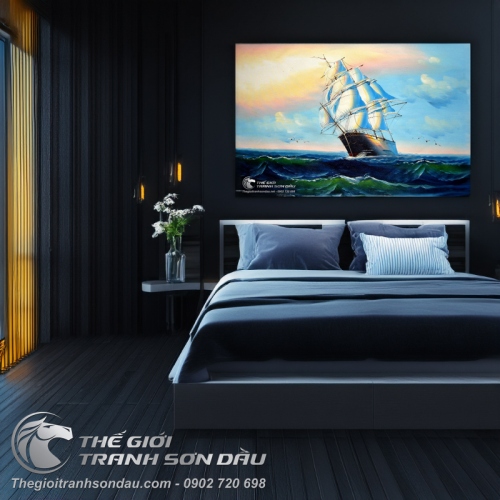 Tranh Thuyền Buồm Và Biển Cả