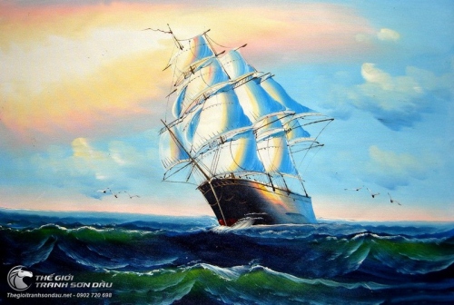 Tranh Thuyền Buồm Và Biển Cả