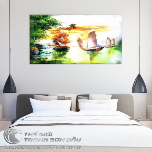 Tranh Thuyền Buồm Và Bụi Tre