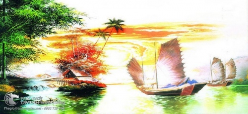Tranh Thuyền Buồm Và Bụi Tre