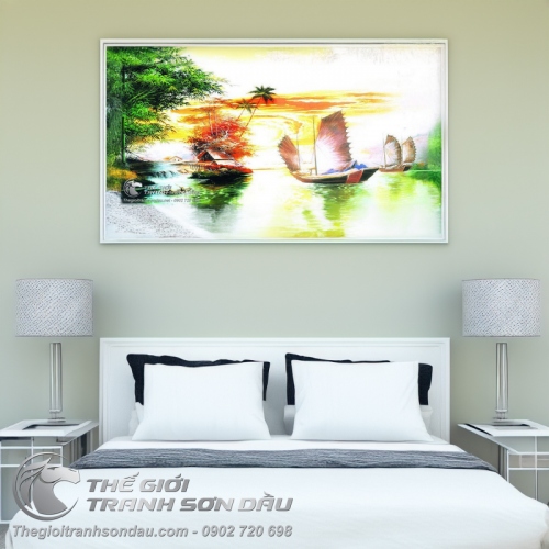 Tranh Thuyền Buồm Và Bụi Tre