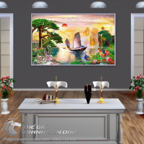 Tranh Thuyền Buồm Và Cây Tùng