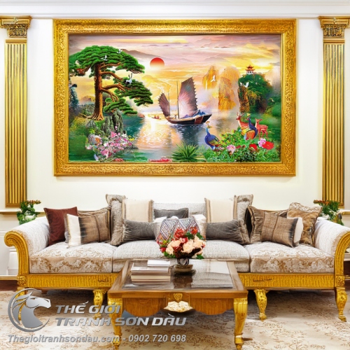 Tranh Thuyền Buồm Và Cây Tùng