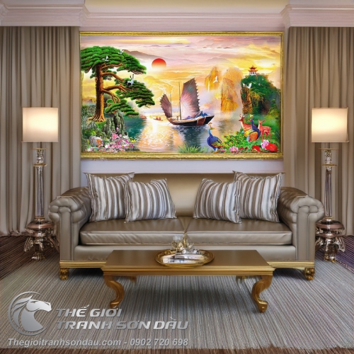 Tranh Thuyền Buồm Và Cây Tùng