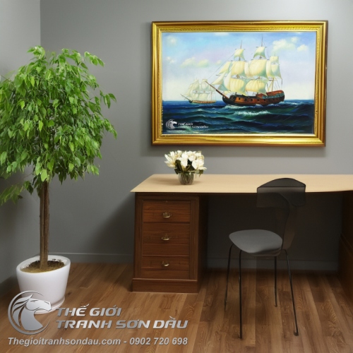 Tranh Thuyền Buồm Vẽ Sơn Dầu
