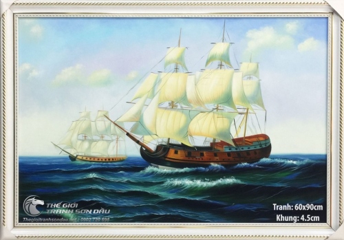 Tranh Thuyền Buồm Vẽ Sơn Dầu