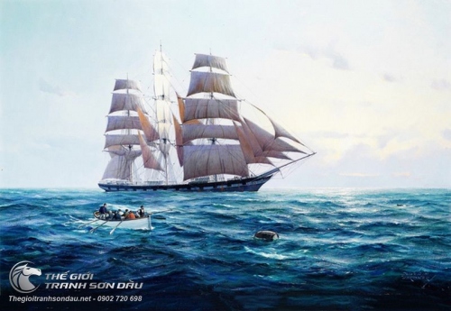 Tranh Thuyền Buồm Xa Và Ghe Cứu Nạn