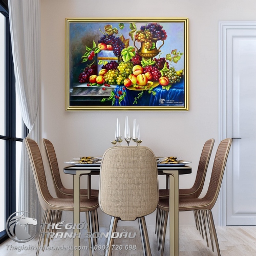 Tranh Tĩnh Vật Đẹp Vẽ Đĩa Trái Cây