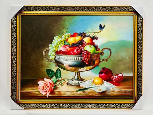 Tranh Tĩnh Vật Giỏ Trái Cây Đậm Màu