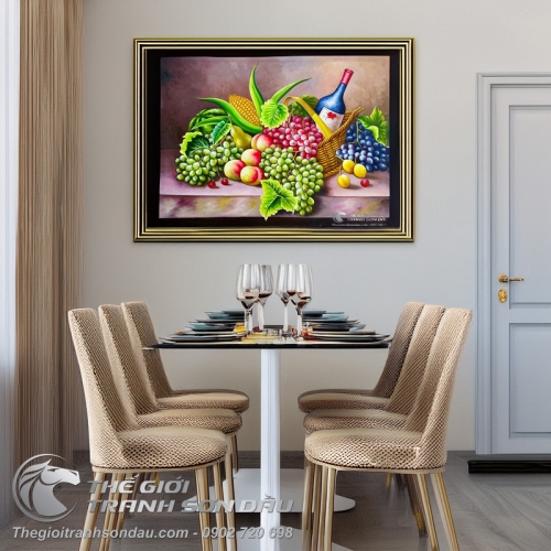 Tranh Tĩnh Vật Sơn Dầu Giỏ Trái Cây Đẹp