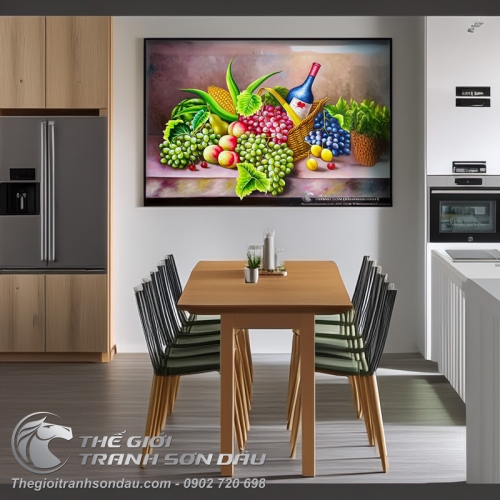 Tranh Tĩnh Vật Sơn Dầu Giỏ Trái Cây Đẹp